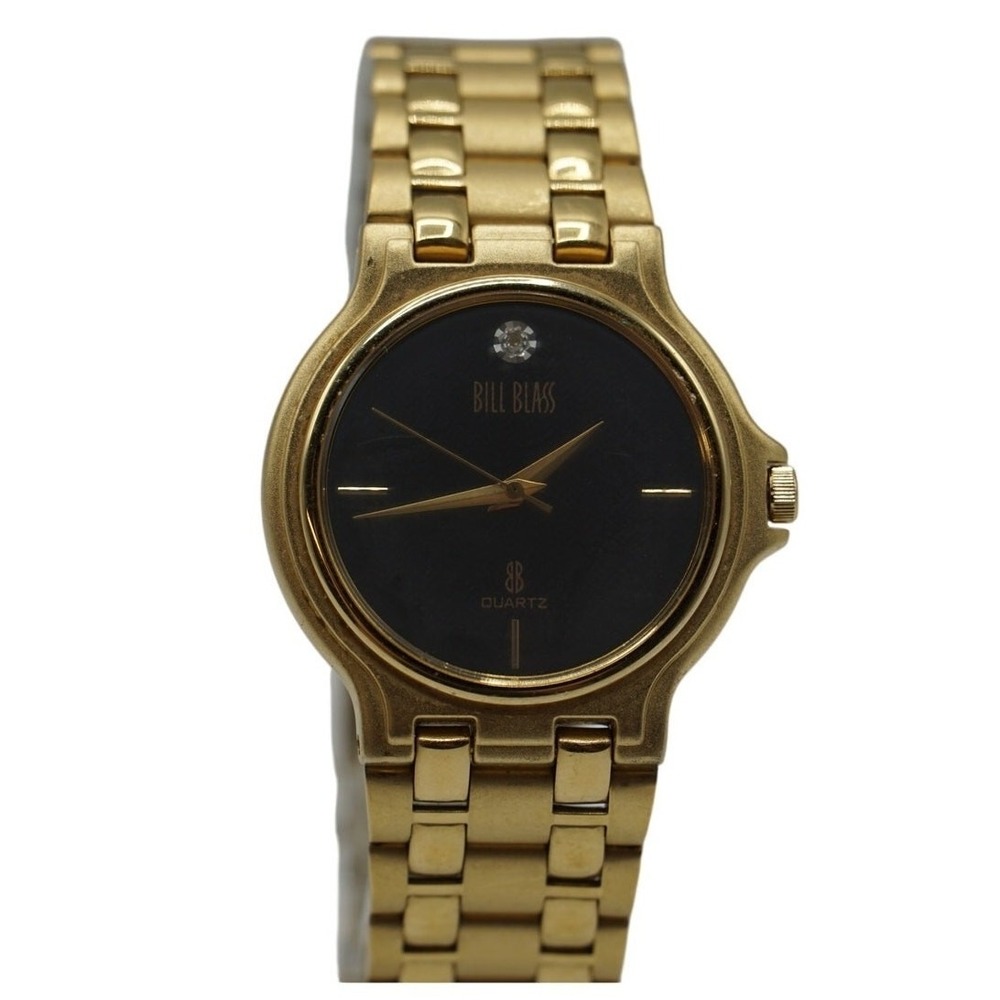 Bill Blass Watch Women Gold Tone Diamond Accent New Battery